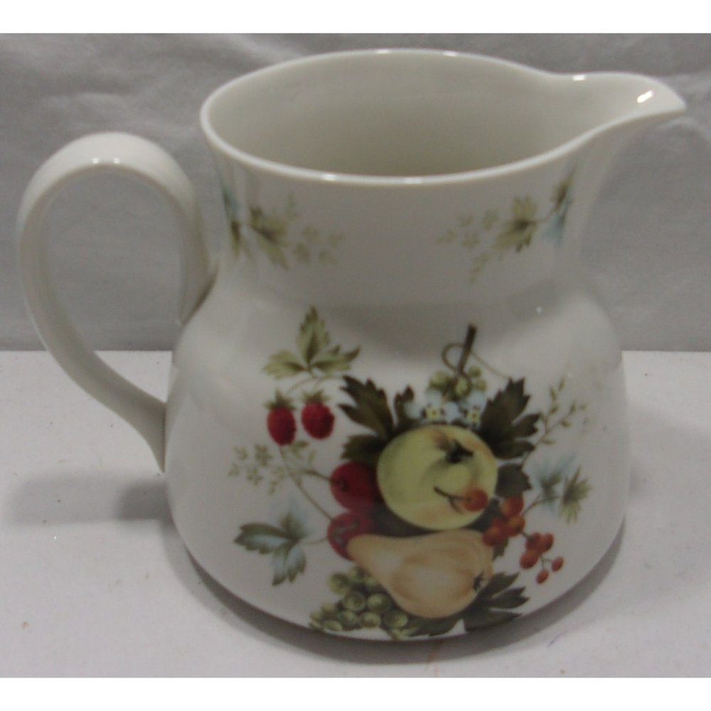 Small Royal Doultan Hand Painted Apples & Pears Pitcher Made in England 4 1/2"